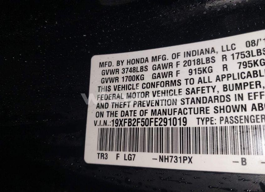 Photo 9 of 2015 Honda Civic LX (VIN 19XFB2F50FE291019)