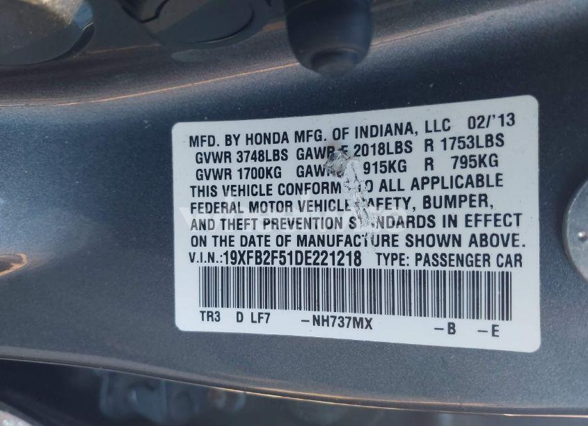 Photo 9 of 2013 Honda Civic LX (VIN 19XFB2F51DE221218)