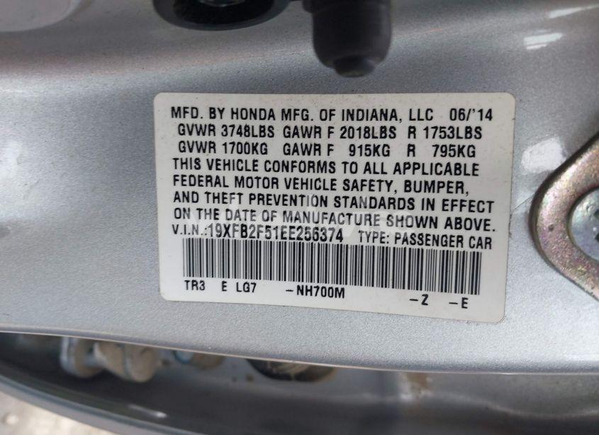 Photo 9 of 2014 Honda Civic LX (VIN 19XFB2F51EE256374)