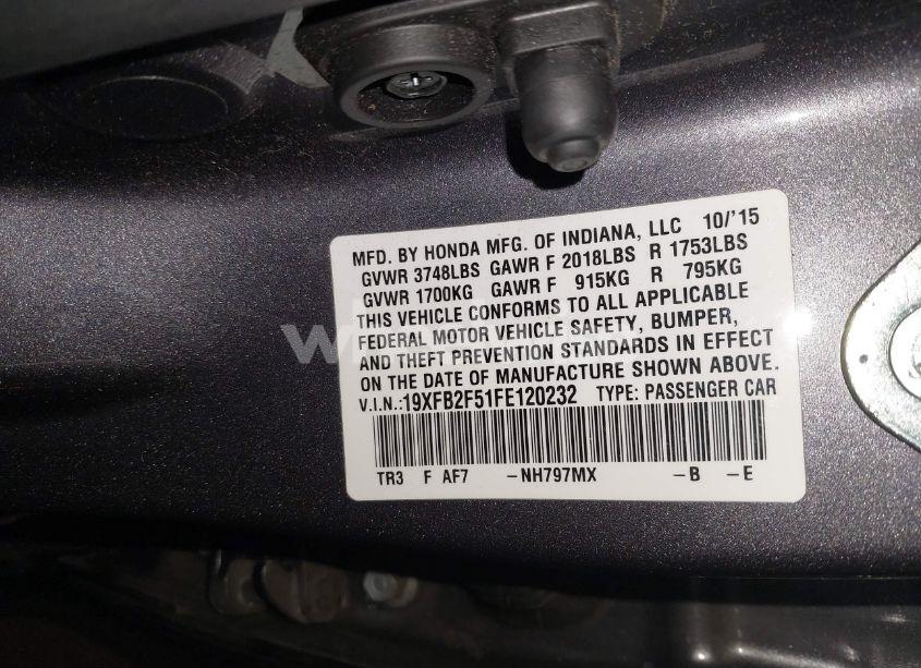 Photo 9 of 2015 Honda Civic LX (VIN 19XFB2F51FE120232)