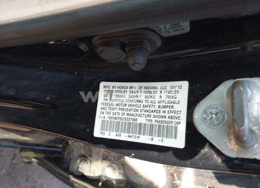 Photo 9 of 2012 Honda Civic LX (VIN 19XFB2F52CE037906)