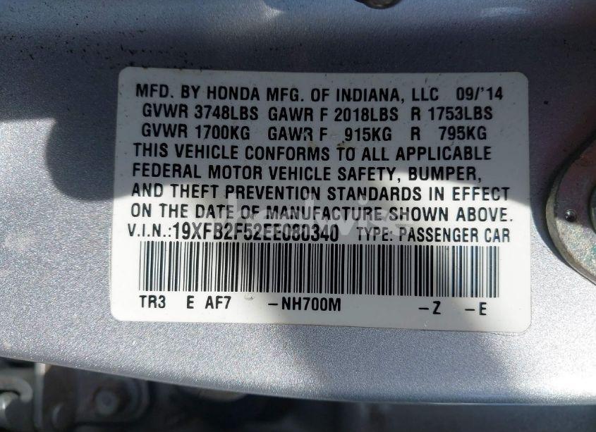 Photo 9 of 2014 Honda Civic LX (VIN 19XFB2F52EE080340)