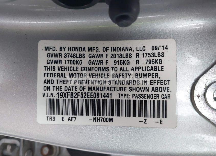 Photo 9 of 2014 Honda Civic LX (VIN 19XFB2F52EE081441)