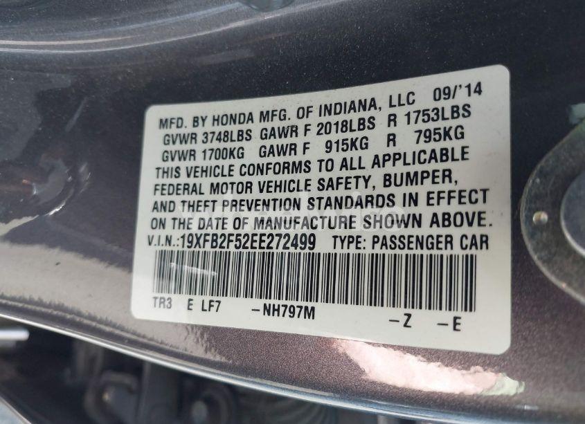 Photo 9 of 2014 Honda Civic LX (VIN 19XFB2F52EE272499)