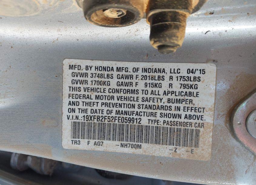 Photo 9 of 2015 Honda Civic LX (VIN 19XFB2F52FE059912)