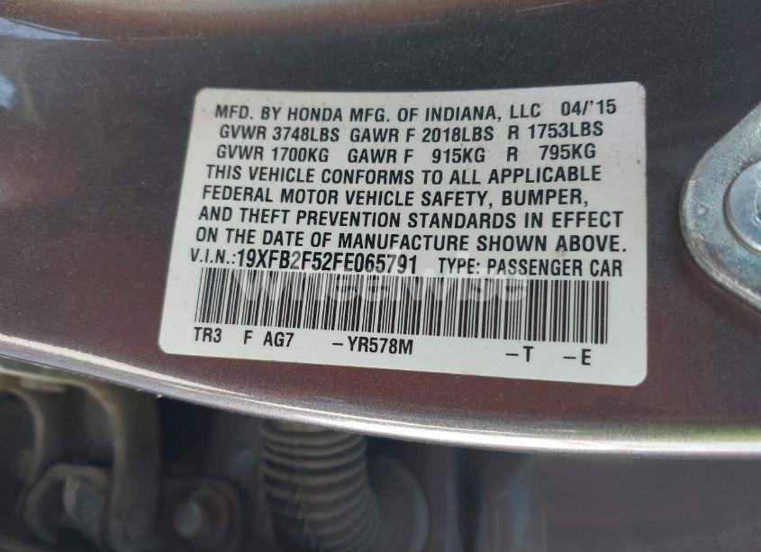 Photo 9 of 2015 Honda Civic LX (VIN 19XFB2F52FE065791)