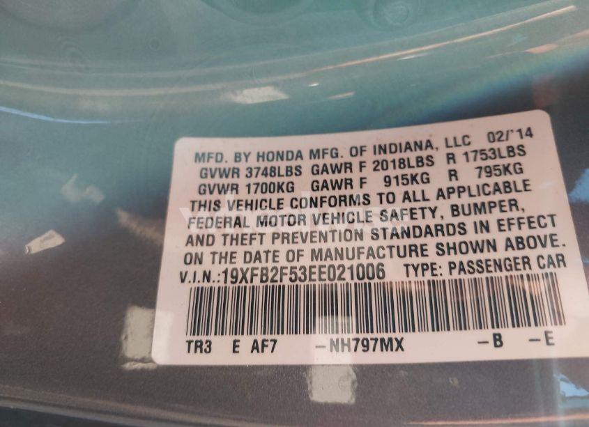 Photo 9 of 2014 Honda Civic LX (VIN 19XFB2F53EE021006)