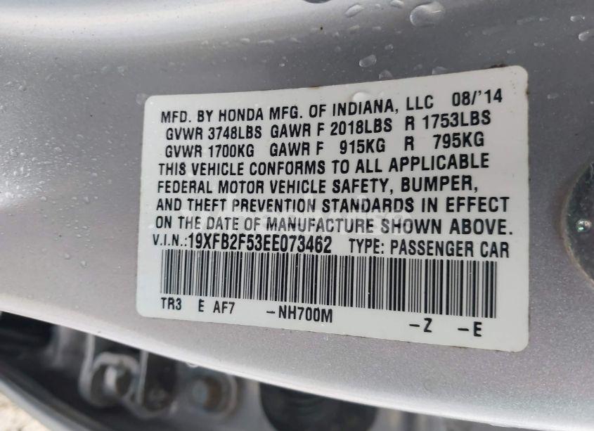Photo 9 of 2014 Honda Civic LX (VIN 19XFB2F53EE073462)