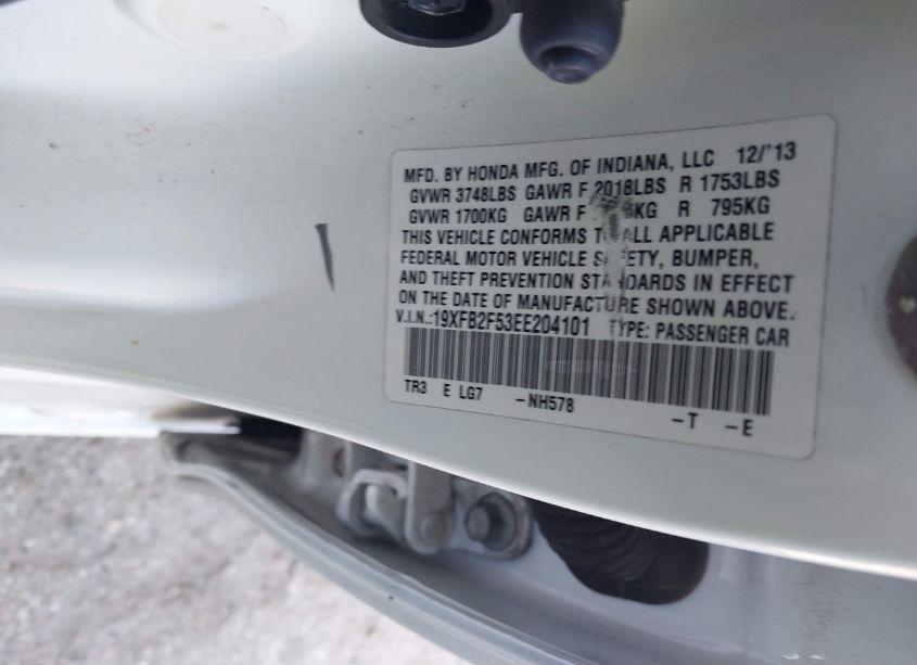 Photo 9 of 2014 Honda Civic LX (VIN 19XFB2F53EE204101)