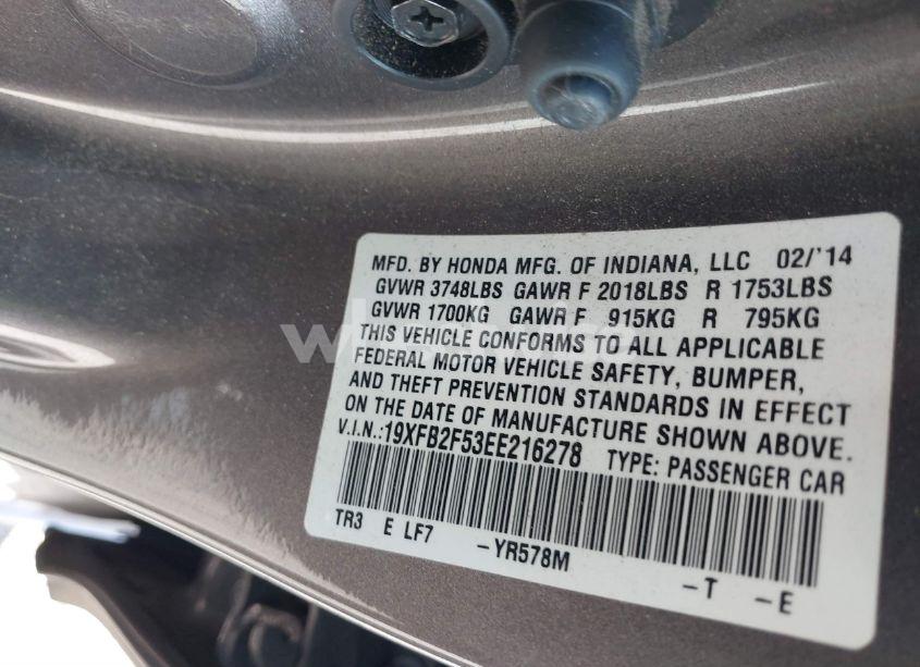 Photo 9 of 2014 Honda Civic LX (VIN 19XFB2F53EE216278)