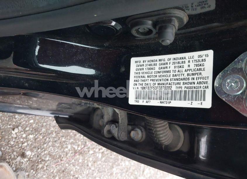 Photo 9 of 2015 Honda Civic LX (VIN 19XFB2F53FE078002)