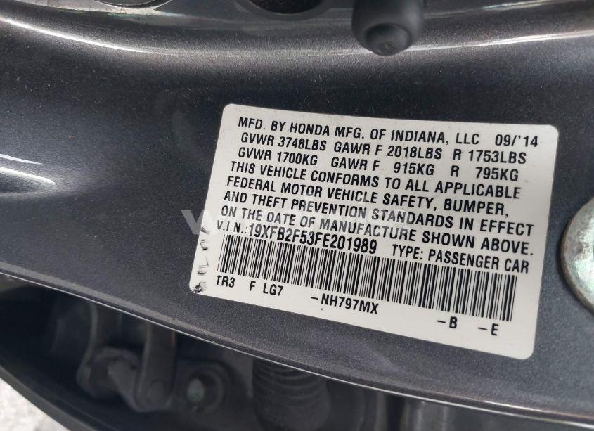 Photo 9 of 2015 Honda Civic LX (VIN 19XFB2F53FE201989)