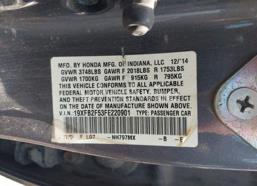 Photo 9 of 2015 Honda Civic LX (VIN 19XFB2F53FE220901)