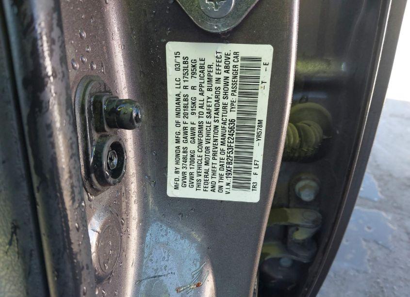 Photo 9 of 2015 Honda Civic LX (VIN 19XFB2F53FE245636)