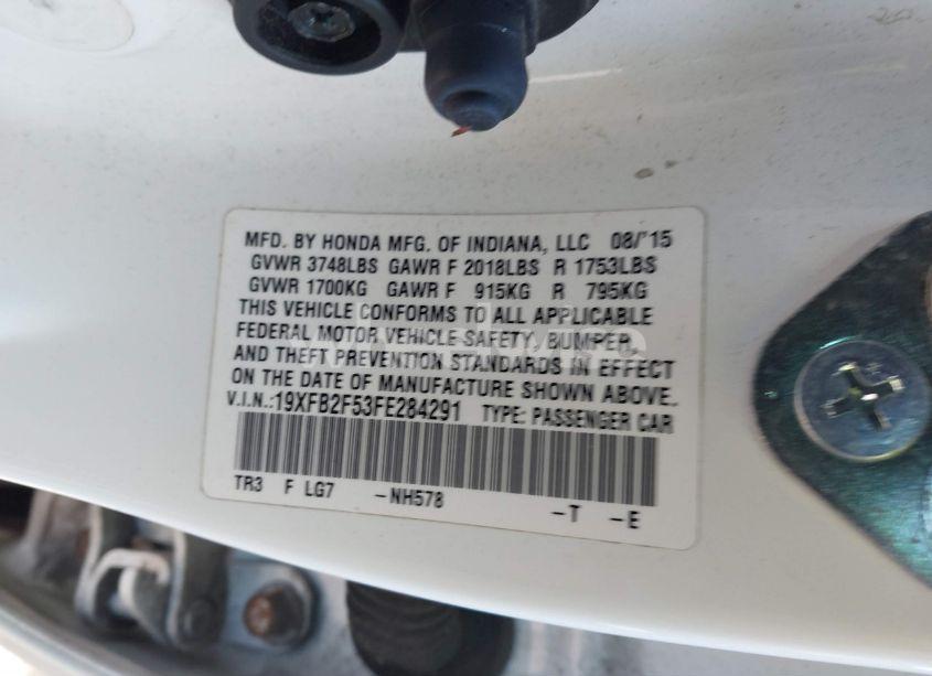 Photo 9 of 2015 Honda Civic LX (VIN 19XFB2F53FE284291)
