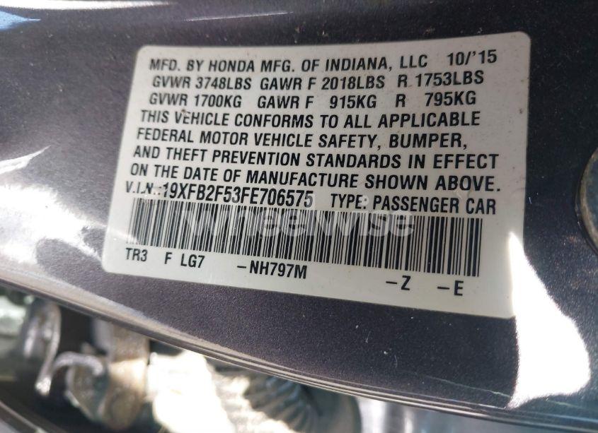 Photo 9 of 2015 Honda Civic LX (VIN 19XFB2F53FE706575)