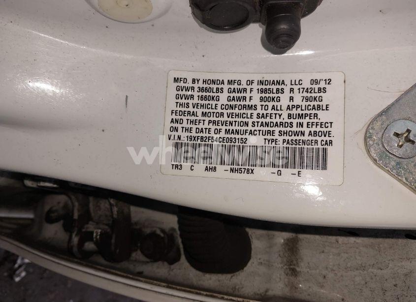 Photo 9 of 2012 Honda Civic LX (VIN 19XFB2F54CE093152)