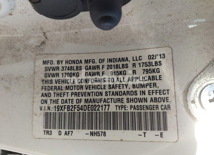 Photo 9 of 2013 Honda Civic LX (VIN 19XFB2F54DE022177)