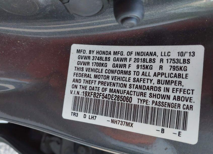 Photo 9 of 2013 Honda Civic LX (VIN 19XFB2F54DE285060)