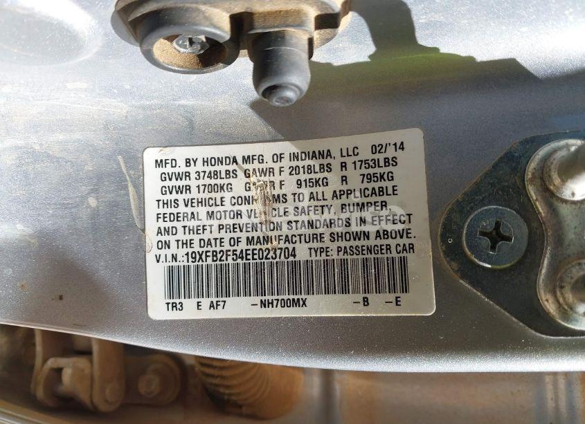 Photo 9 of 2014 Honda Civic LX (VIN 19XFB2F54EE023704)