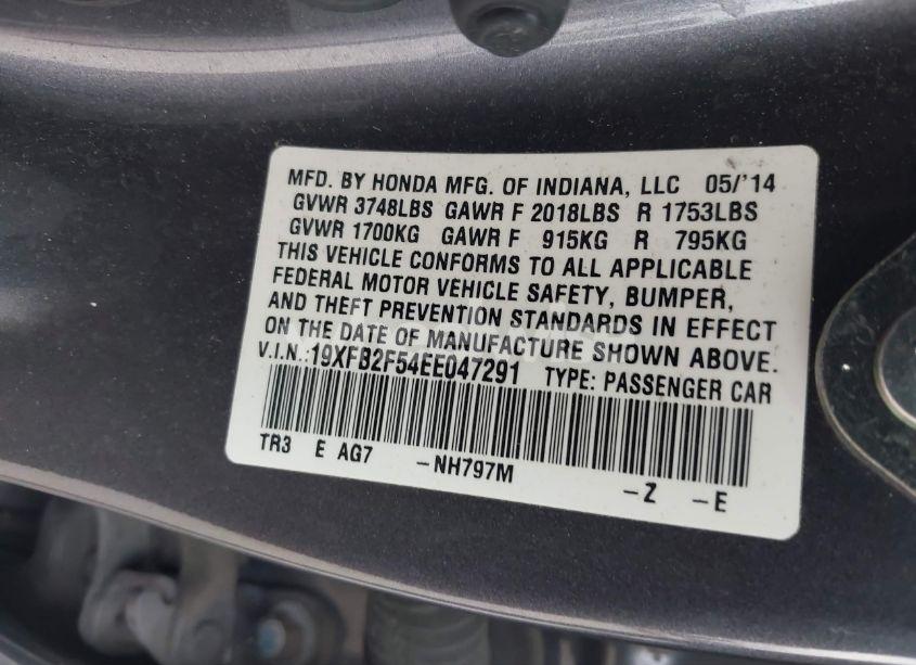 Photo 9 of 2014 Honda Civic LX (VIN 19XFB2F54EE047291)