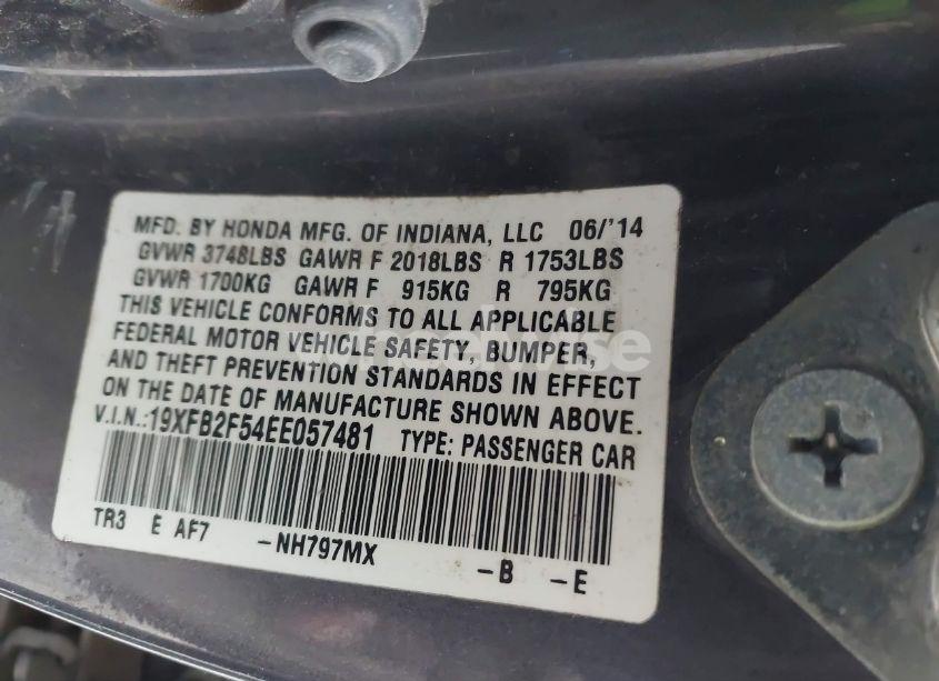 Photo 9 of 2014 Honda Civic LX (VIN 19XFB2F54EE057481)