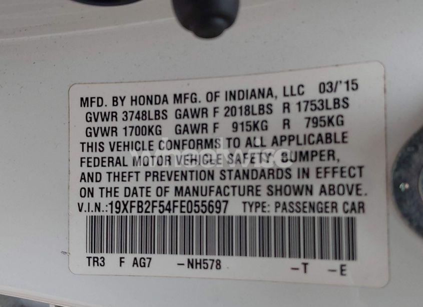 Photo 9 of 2015 Honda Civic LX (VIN 19XFB2F54FE055697)