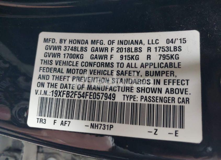 Photo 9 of 2015 Honda Civic LX (VIN 19XFB2F54FE057949)