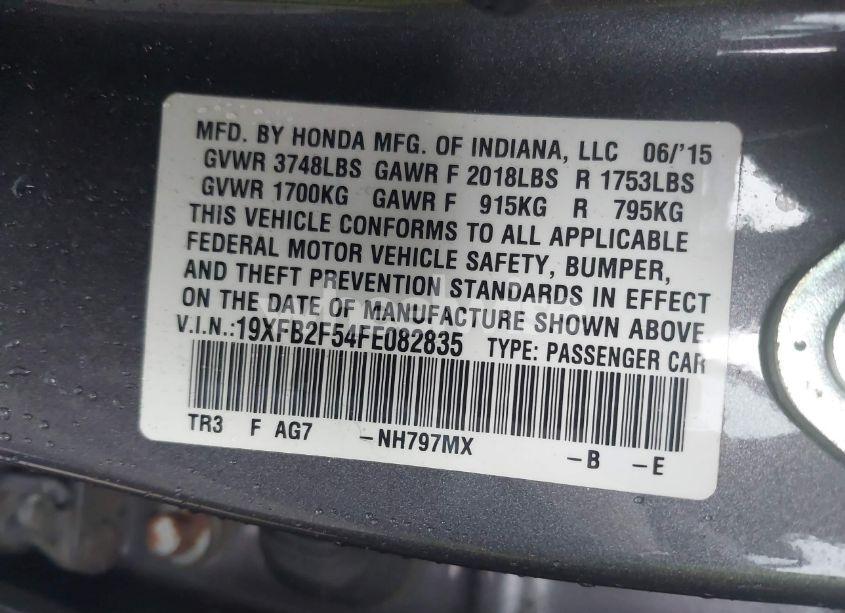 Photo 9 of 2015 Honda Civic LX (VIN 19XFB2F54FE082835)