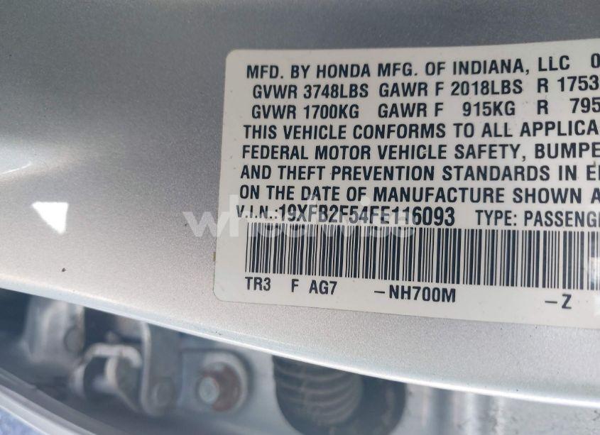 Photo 9 of 2015 Honda Civic LX (VIN 19XFB2F54FE116093)