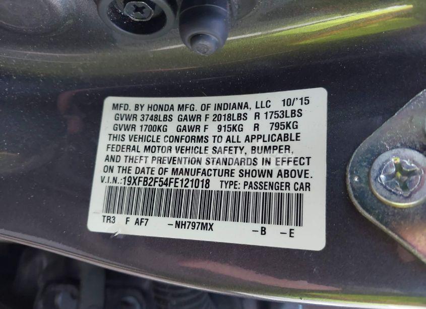 Photo 9 of 2015 Honda Civic LX (VIN 19XFB2F54FE121018)