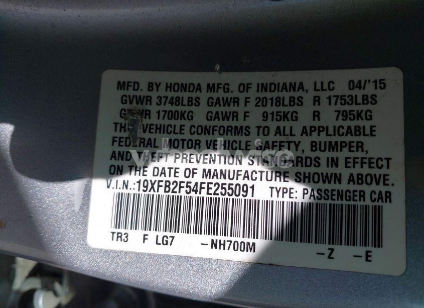 Photo 9 of 2015 Honda Civic LX (VIN 19XFB2F54FE255091)