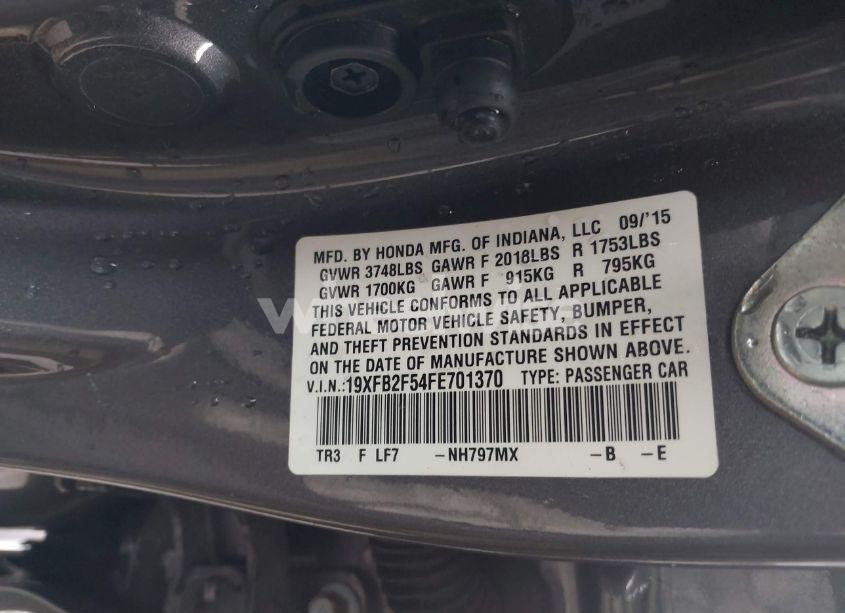 Photo 9 of 2015 Honda Civic LX (VIN 19XFB2F54FE701370)