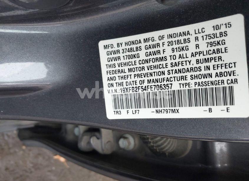 Photo 9 of 2015 Honda Civic LX (VIN 19XFB2F54FE706357)