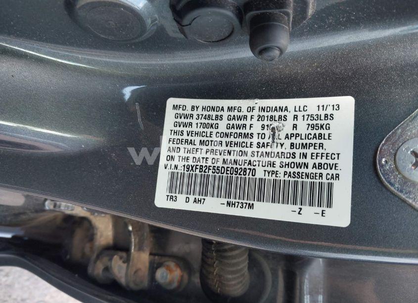 Photo 9 of 2013 Honda Civic LX (VIN 19XFB2F55DE092870)