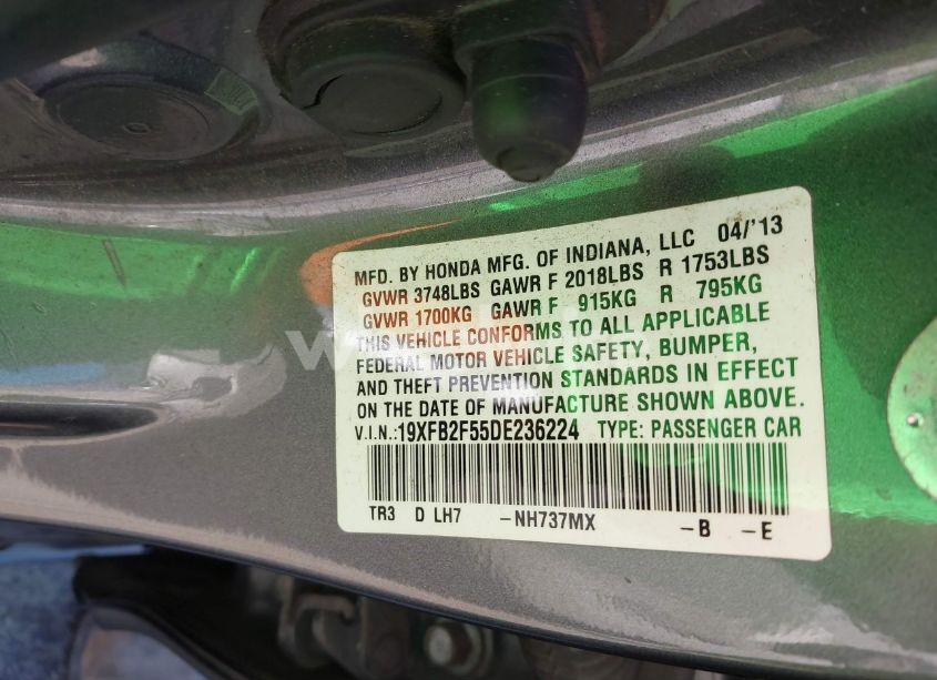 Photo 9 of 2013 Honda Civic LX (VIN 19XFB2F55DE236224)