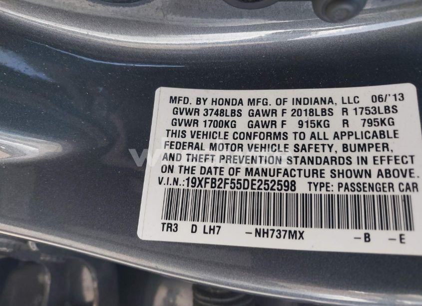 Photo 9 of 2013 Honda Civic LX (VIN 19XFB2F55DE252598)