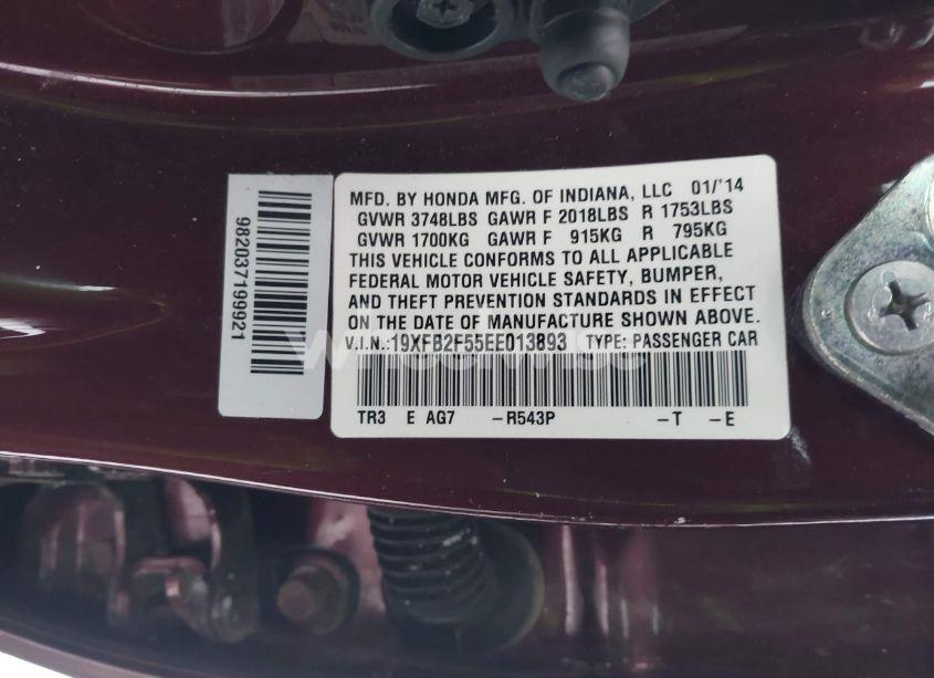 Photo 9 of 2014 Honda Civic LX (VIN 19XFB2F55EE013893)