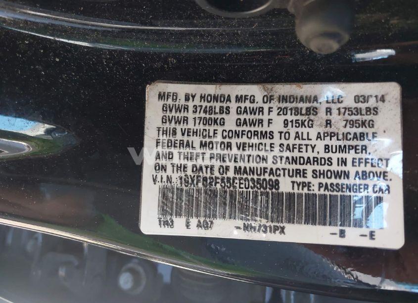 Photo 9 of 2014 Honda Civic LX (VIN 19XFB2F55EE035098)