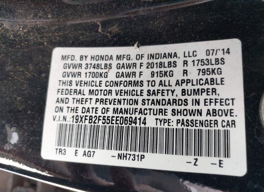 Photo 9 of 2014 Honda Civic LX (VIN 19XFB2F55EE069414)