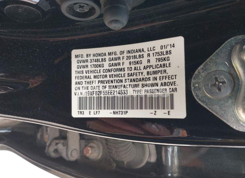 Photo 9 of 2014 Honda Civic LX (VIN 19XFB2F55EE214533)