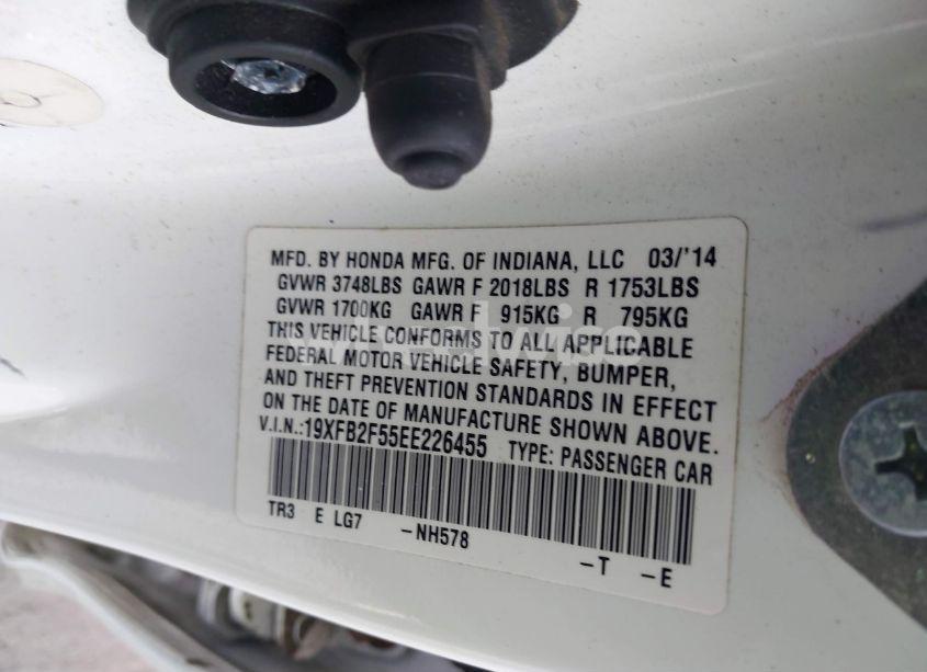 Photo 9 of 2014 Honda Civic LX (VIN 19XFB2F55EE226455)