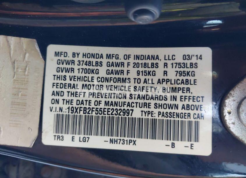 Photo 9 of 2014 Honda Civic LX (VIN 19XFB2F55EE232997)