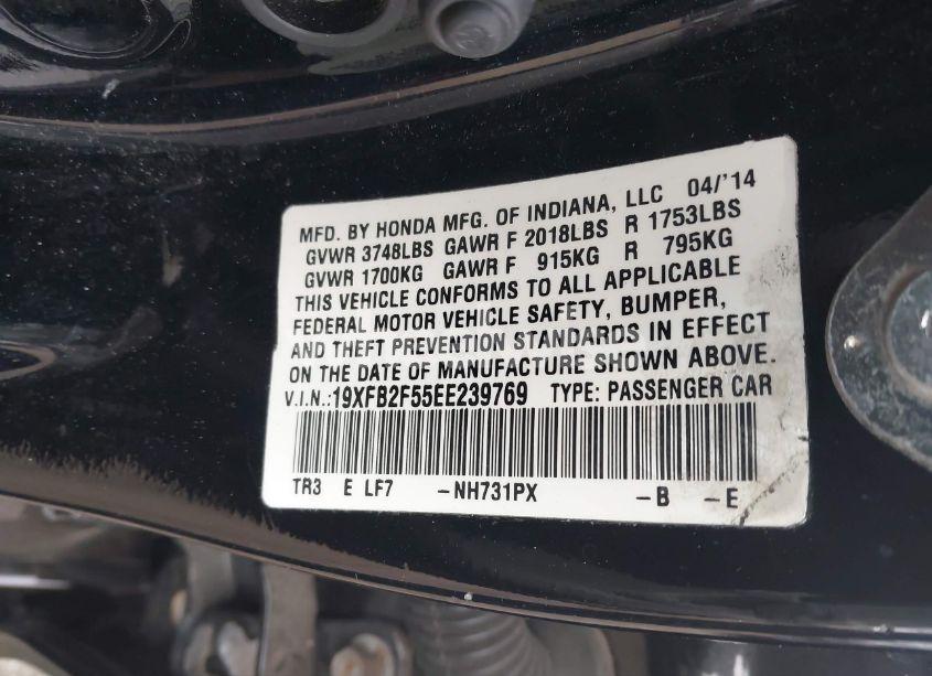 Photo 9 of 2014 Honda Civic LX (VIN 19XFB2F55EE239769)