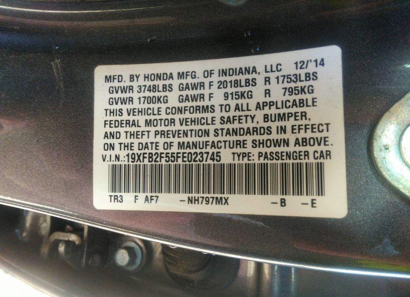 Photo 9 of 2015 Honda Civic LX (VIN 19XFB2F55FE023745)