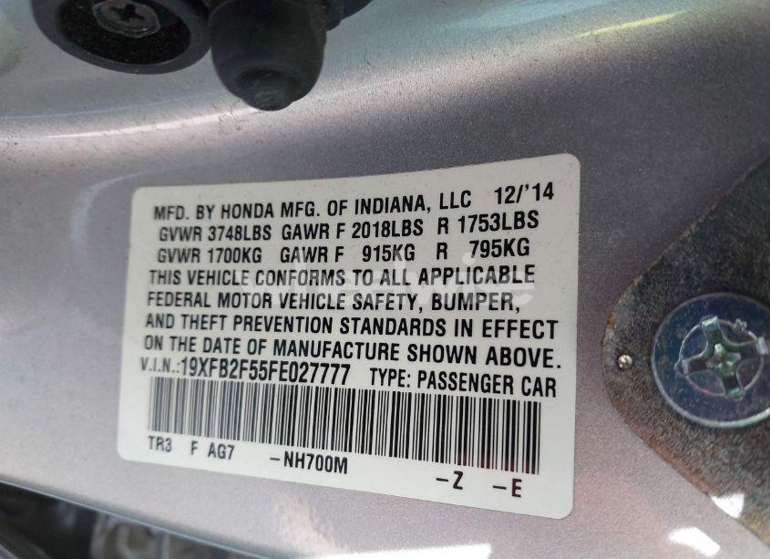 Photo 9 of 2015 Honda Civic LX (VIN 19XFB2F55FE027777)