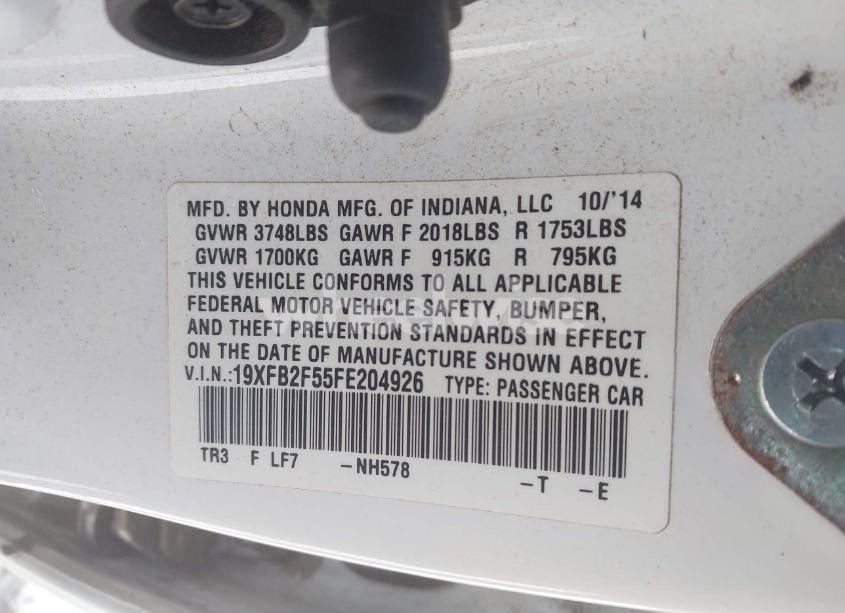 Photo 9 of 2015 Honda Civic LX (VIN 19XFB2F55FE204926)