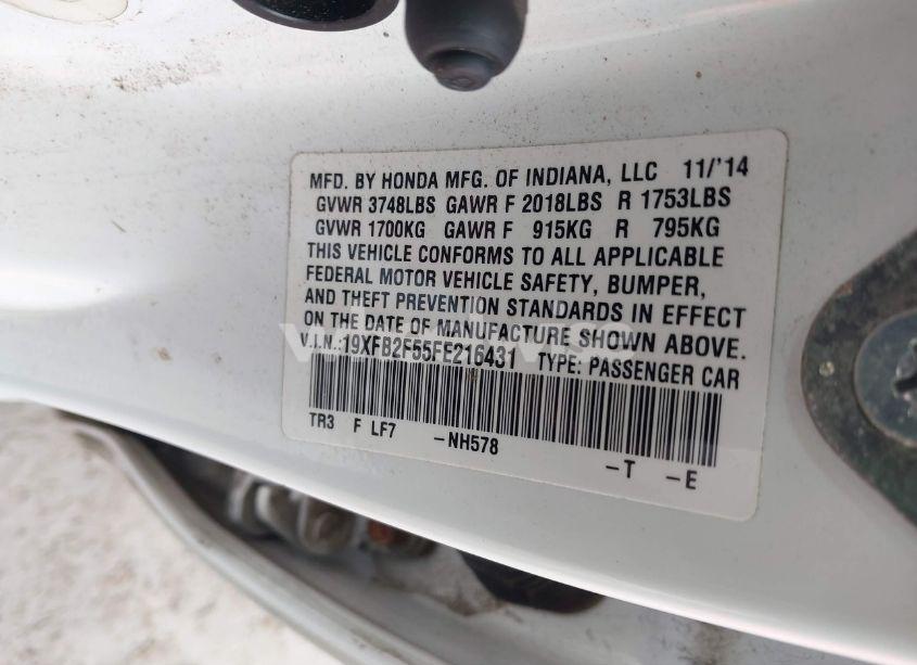 Photo 9 of 2015 Honda Civic LX (VIN 19XFB2F55FE216431)
