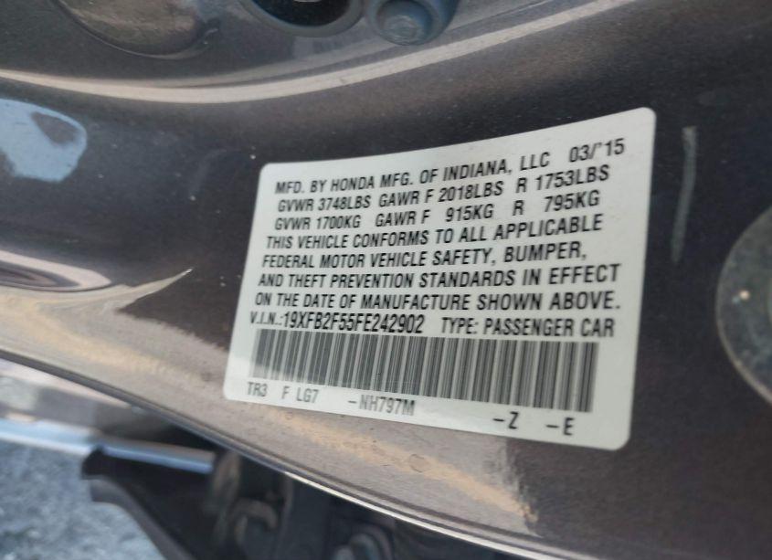 Photo 9 of 2015 Honda Civic LX (VIN 19XFB2F55FE242902)