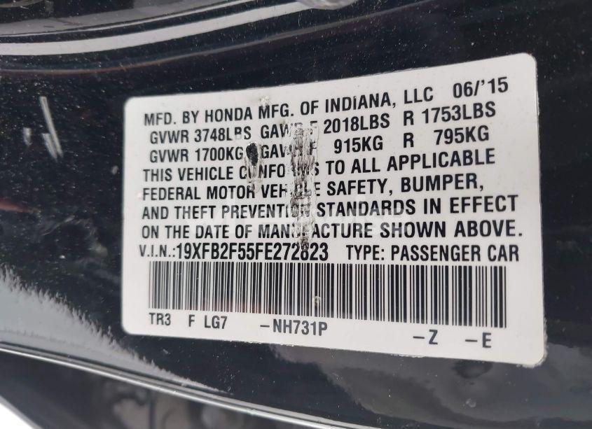 Photo 9 of 2015 Honda Civic LX (VIN 19XFB2F55FE272823)